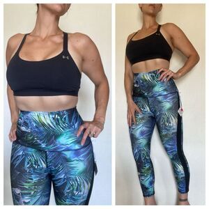 High Rise Leggings Emily Hsu Capri NEW Tropical Hawaiian Palm